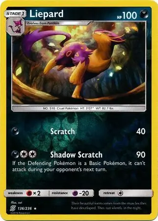 136/236 Liepard UNM Rare Reverse Holo