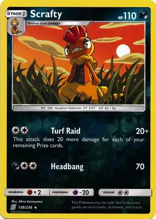 138/236 Scrafty UNM Rare Reverse Holo