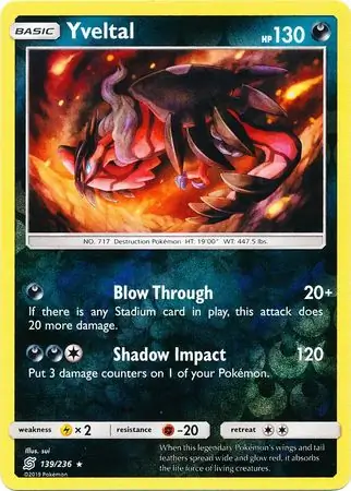 139/236 Yveltal UNM Rare Holo Reverse Holo
