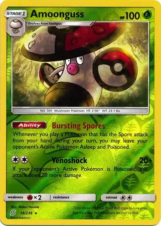 14/236 Amoonguss UNM Rare Reverse Holo