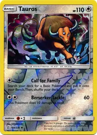 164/236 Tauros UNM Uncommon Reverse Holo