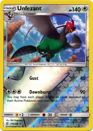 176/236 Unfezant UNM Rare Reverse Holo