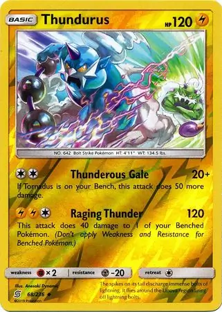 68/236 Thundurus UNM Uncommon Reverse Holo