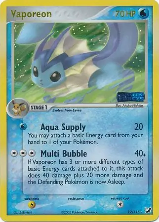 19/115 Vaporeon UF Rare Holo Reverse Holo