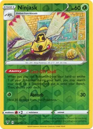 014/185 Ninjask VIV Rare Reverse Holo