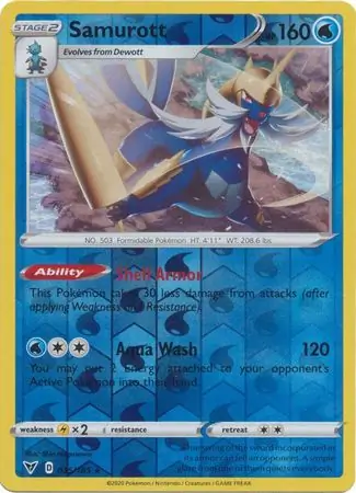 035/185 Samurott VIV Rare Reverse Holo