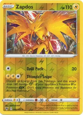 048/185 Zapdos VIV Rare Holo Reverse Holo