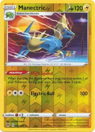 052/185 Manectric VIV Rare Reverse Holo