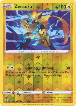 061/185 Zeraora VIV Rare Holo Reverse Holo