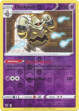071/185 Dusknoir VIV Rare Holo Reverse Holo