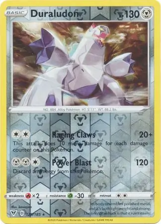 129/185 Duraludon VIV Rare Holo Reverse Holo