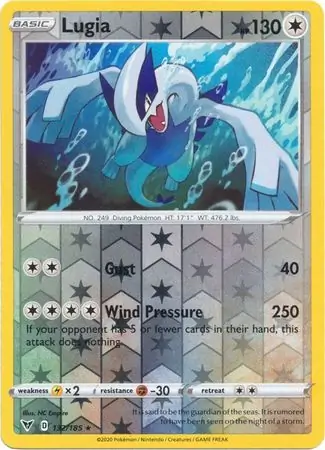 132/185 Lugia VIV Rare Holo Reverse Holo
