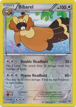 107/146 Bibarel XY Rare Reverse Holo