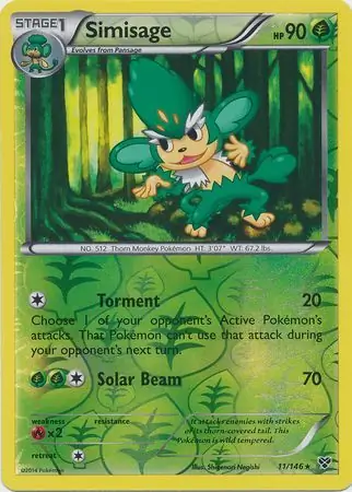 11/146 Simisage XY Rare Reverse Holo