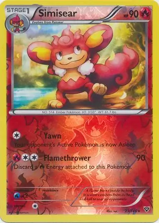 23/146 Simisear XY Rare Reverse Holo