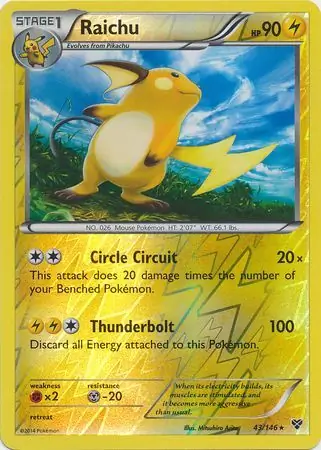 43/146 Raichu XY Rare Holo Reverse Holo
