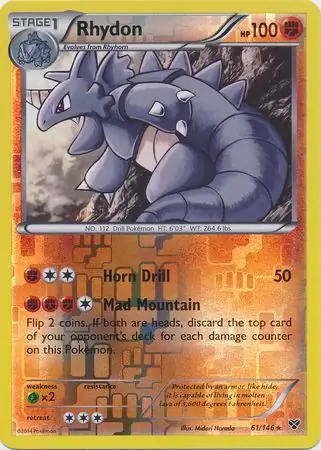 61/146 Rhydon XY Rare Reverse Holo